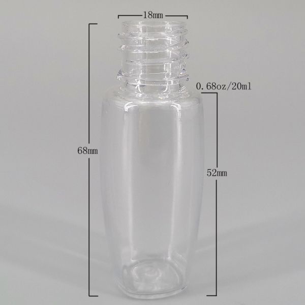 Transparent PET Flip Top Cap 0.68oz 20ml Lotion Cream Bottle