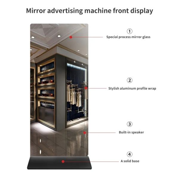 55 Inch Smart Magic Interactive Gym Mirror For Workout Advertising