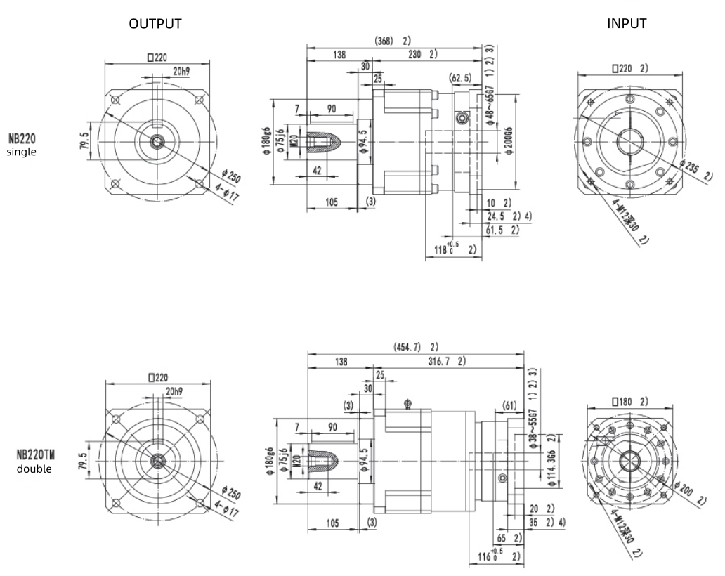 Custom Planetary Speed Reducer Hollow Output Shaft Gearbox Low Backlash