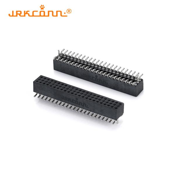 Quality Tripple Row 1.27 Mm Female Header SMT PCB Right Angle Pcb Header Black PPS 60V for sale