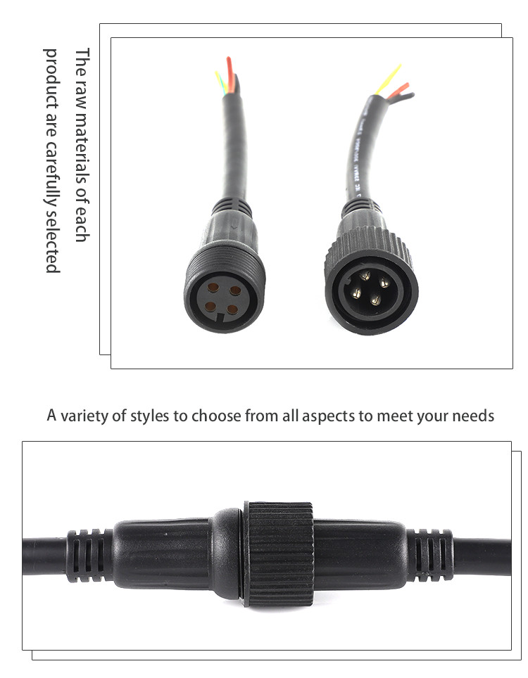 M29 2 3 4 5 Pin LED Outdoor Waterproof Connector Cable Solar Power Cable Nylon / PVC