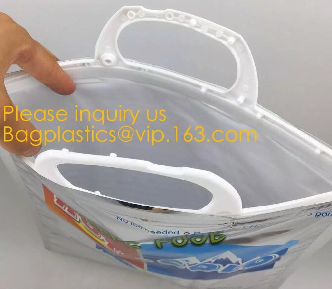 Custom Packing Aluminum Foil Zip-Lock Grocery Handle Thermal Insulation Cooler Bag For Outdoors,Promotional Insulated La