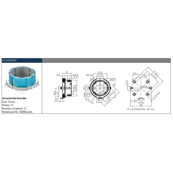 Ec35 Hollow Shaft Incremental Rotary Encoder 15-Bit Ultra-Thin Digital Control for Small Appliances