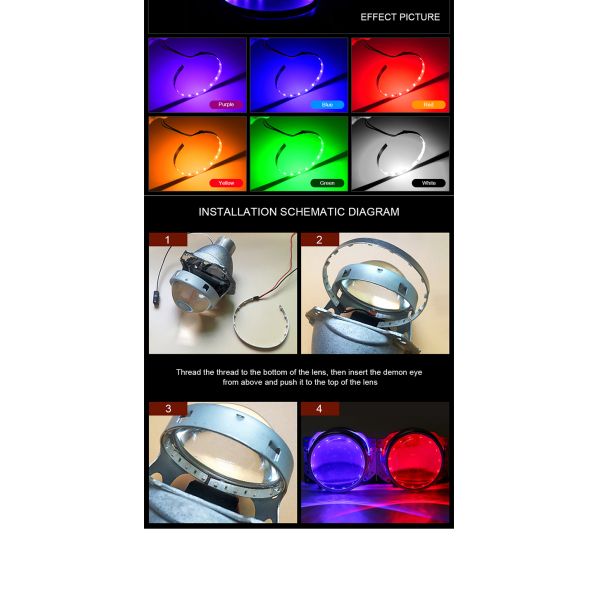 RGB 2.5 3.0 Inch LED Car Ambient Lights Headlight Ring LED Devil Eyes
