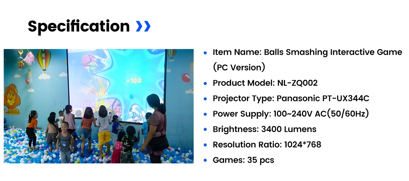 All In One Smashing Balls Projector Interactive Wall For Kids Game