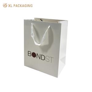 Custom Own Logo 250gsm Art Paper Shopping Bag with White Ribbon and Inner Box