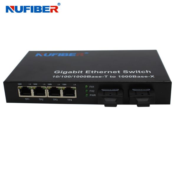 SM Dual Fiber Four Port Ethernet Switch Auto Negotiation Function Fiber Ethernet Switch