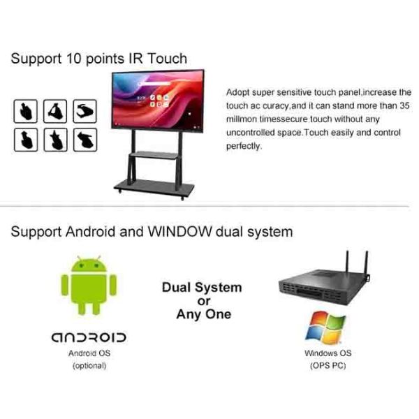 Android 4K LCD Interactive Flat Panel Classroom 110 inch Intelligent Interactive Panel