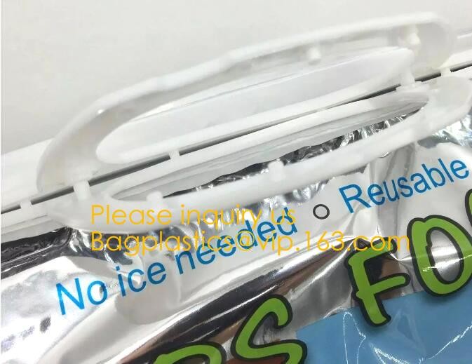 Custom Packing Aluminum Foil Zip-Lock Grocery Handle Thermal Insulation Cooler Bag For Outdoors,Promotional Insulated La