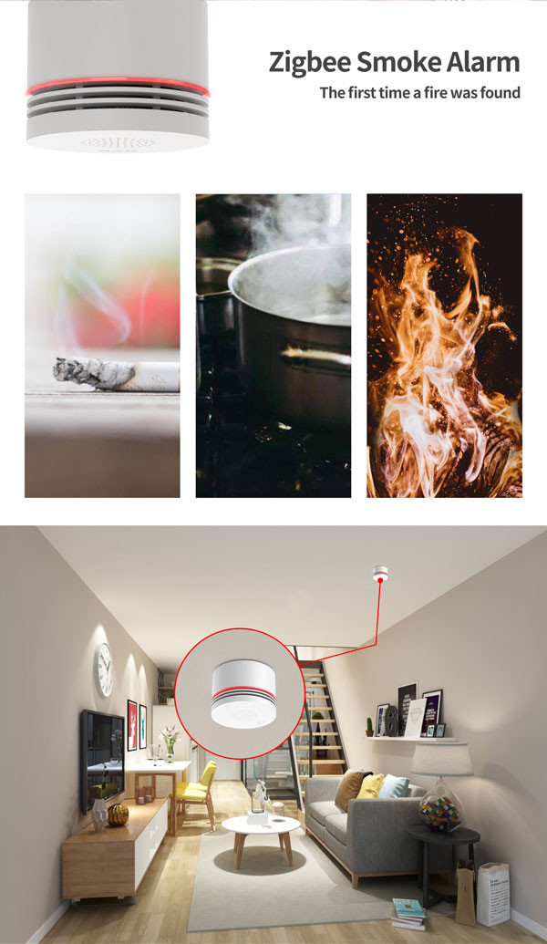 Tuya Wireless WiFi Smoke Detector 85db Wifi Smoke Alarm Detector
