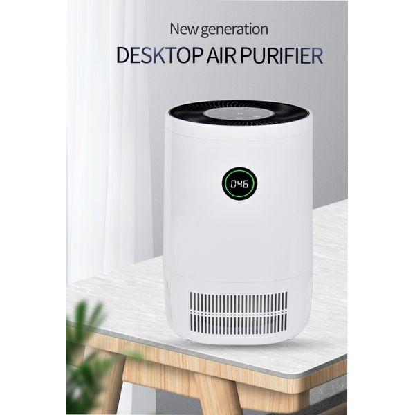 Portable Air Purifier for Home with H13 True HEPA & Active Carbon Filter, Desktop USB Air Cleaner with Filter Change
