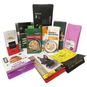 Mylar Flat Bottom Zipper Coffee Pouch Bag with Valve Moisture Proof Reusable Custom Printed