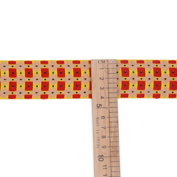 4cm Multi Coloured Dots Polyester Jacquard Ribbon Trim