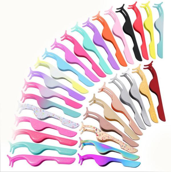 Quality Light Blue Eyelash Applicator Tweezers , Anti Rust Metal Eyelash Applicator for sale