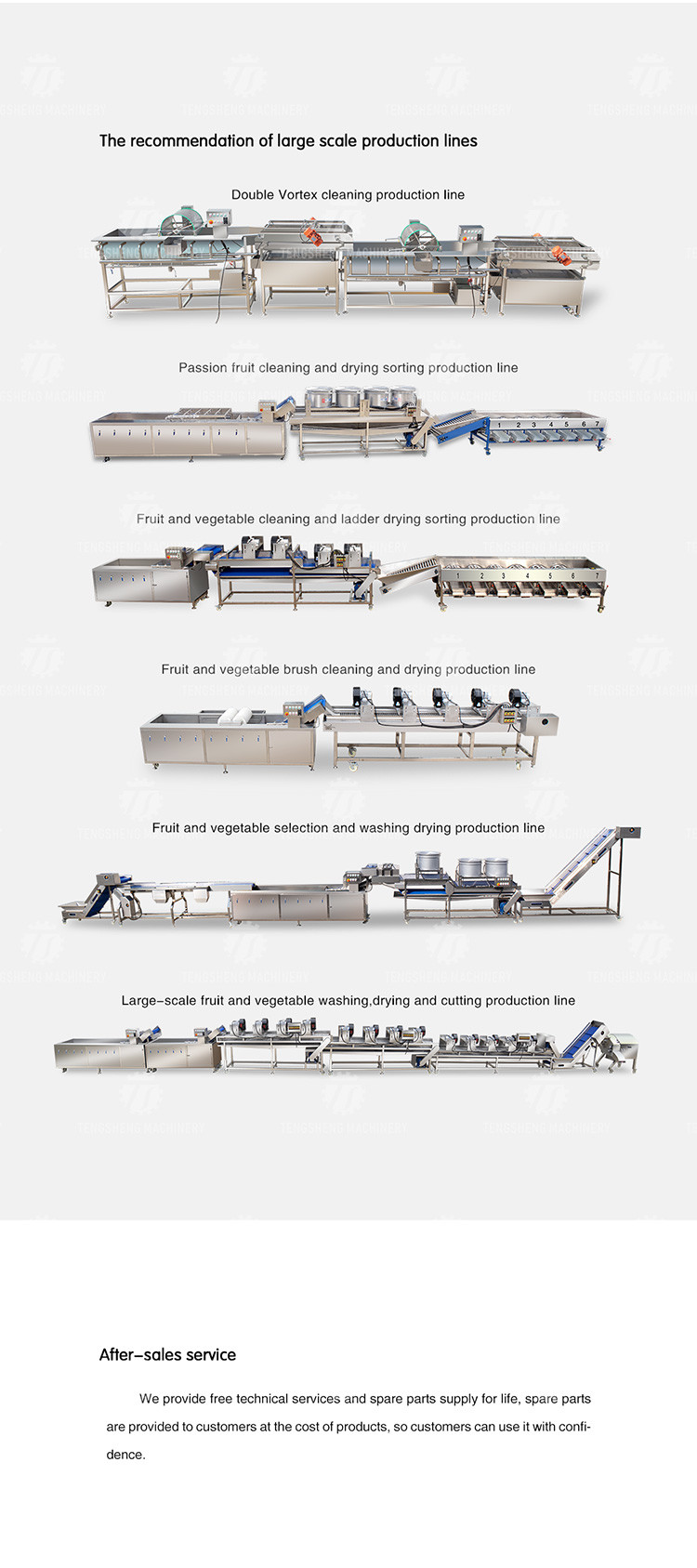 Industrial Fruit And Vegetable Processing Line Brush Bubble Cleaning Drying Selection And Cutting
