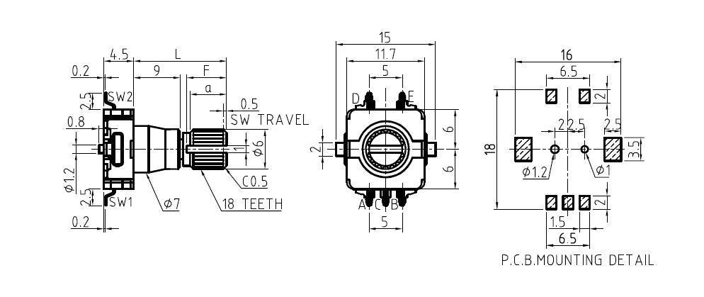 Ec11 Rotary Incremental Switch Encoder with Long Switch Travel Metal Shaft