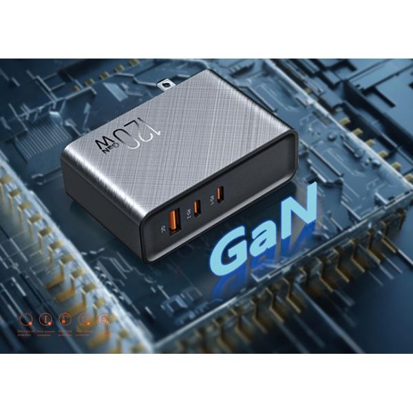 120W 15V3A USB C GaN Wall Charger Anti Fire Plastic