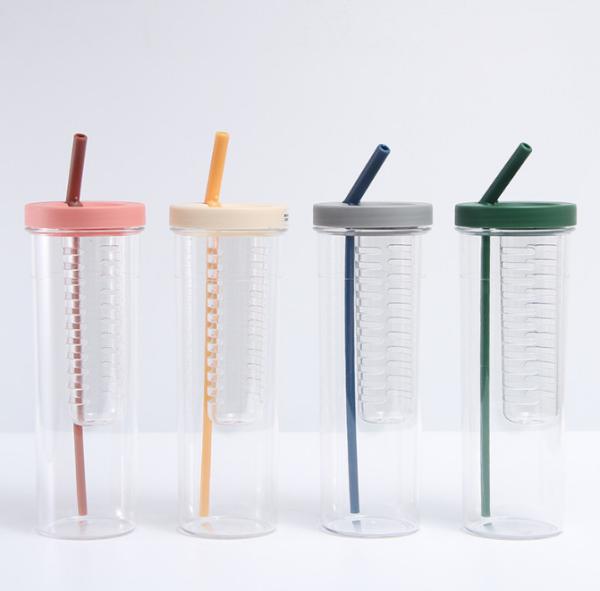 Quality OEM 700ml Plastic Espresso Cups With Straw And Lid for sale