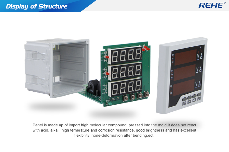 Three phase multi amp volt Hz digital panel Meter support RS485 11kv panel power meter