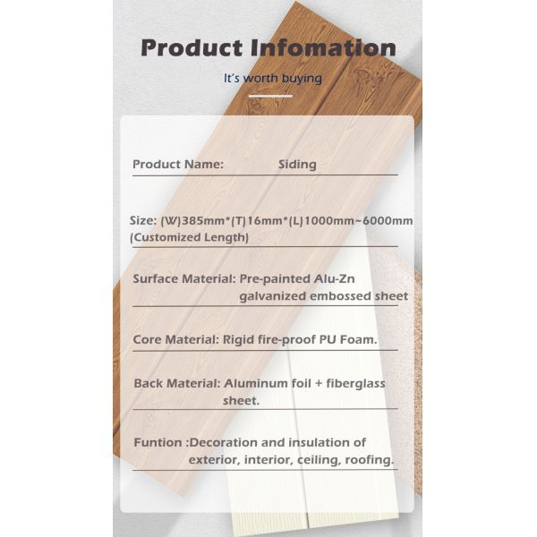 Custom Size Metal Clad Foam Panel with Modern Polyurethane Foam Sandwich Panel Design