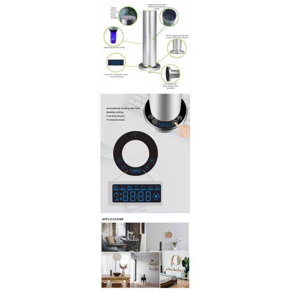Vertical Aluminum 5W 130ml 200m3 Scent Diffuser Machine For Hotle