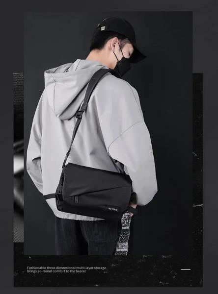 Mens Black Laptop Shoulder Messenger Bag Large Washable Sling Cross Shoulder Side Bag
