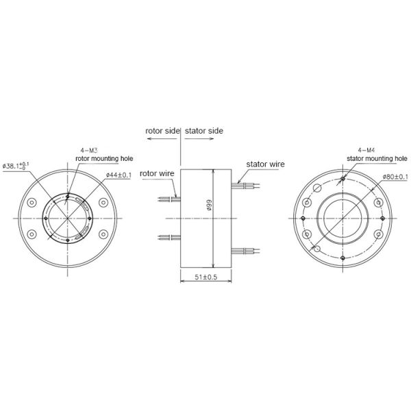 18 Circuits Current Through Bore Electrical Slip Ring 360° Rotating Joint Easy To Install