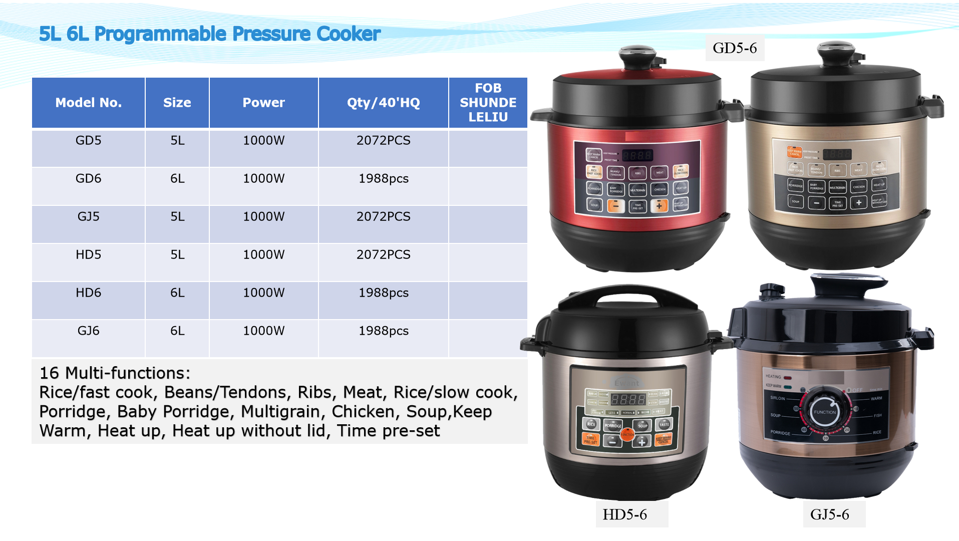Hotel School Programmable 1350W 8 Quart Electric Pressure Cooker
