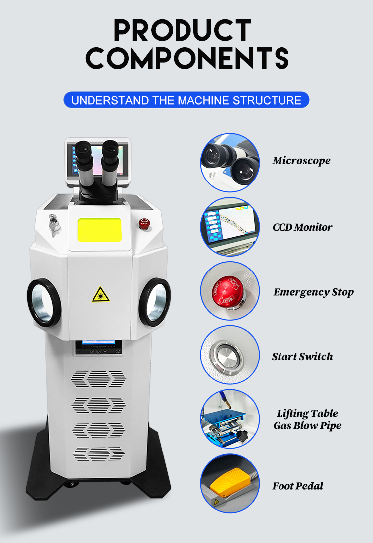 Direct Jewelry Laser Welding Machine with Fiber Yag Laser Source 200W/300W Gold and Max Laser Core Components