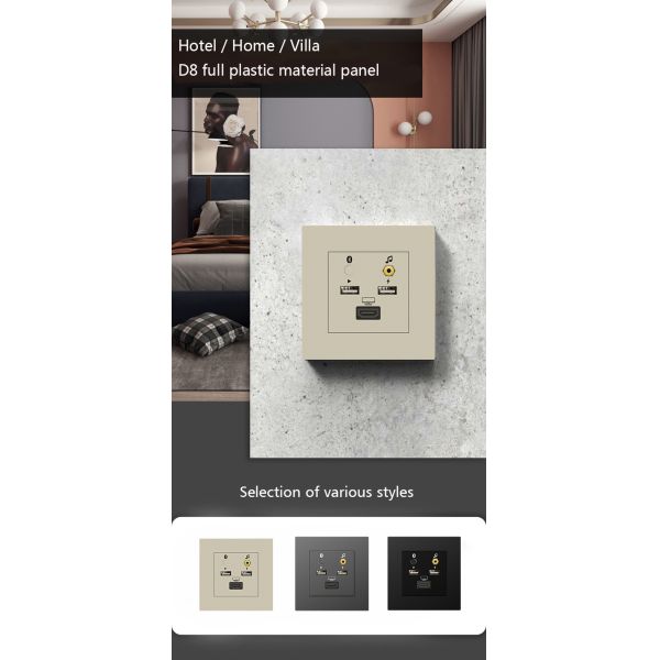 USB / HDMI Multimedia Wall Outlet impact resistance UK standard