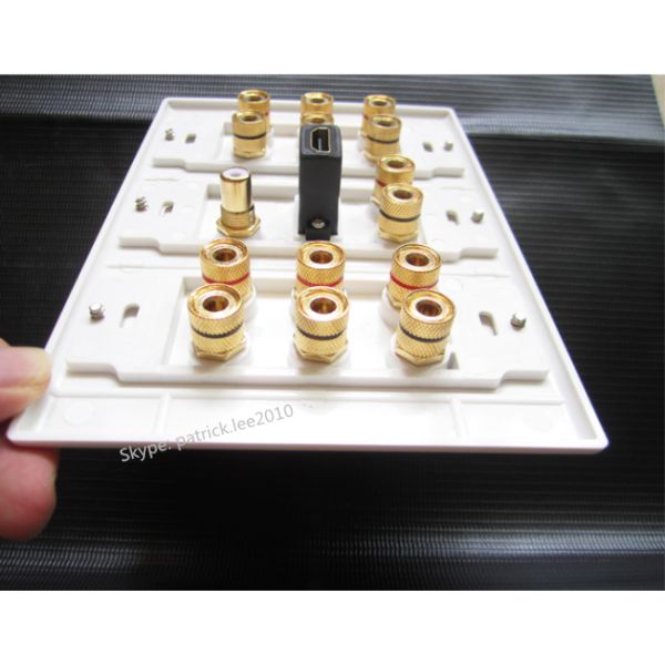 Home Theater Speaker Wall Panel Socket HDMI Subwoofer Speaker Connector White Color