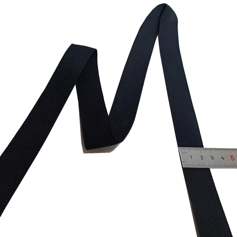 Polyester Plain Webbing Strap 1 Inch Black Soft Thin Tape