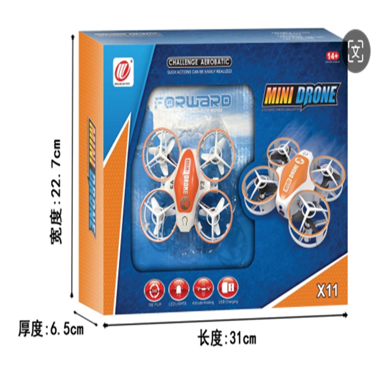 Mini Remote-Controlled Toy Aircraft with 360 Rotation and Led Lights State of Assembly Ready-to-Go X11 ORANGE