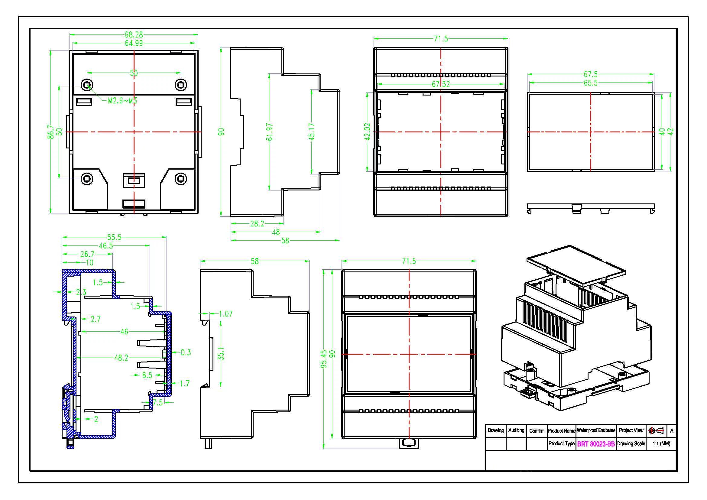DIN Rail Enclosure 4 Module DIN Rail Housing For PCB Relays & Modules In Fireproof ABS