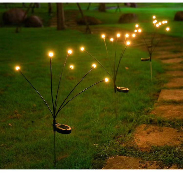 Solar Powered Firefly Garden Decorative Light Waterproof for Outdoor Pathways 8 Heads