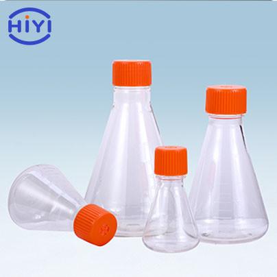 Quality 125ml 250ml 500m 1000ml Plastic Erlenmeyer Shaker Flasks With Air Vent Cap for sale