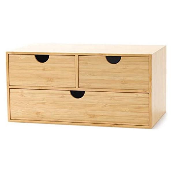 Quality Customized Tabletop Bamboo Storage Box With 3 Drawers for sale