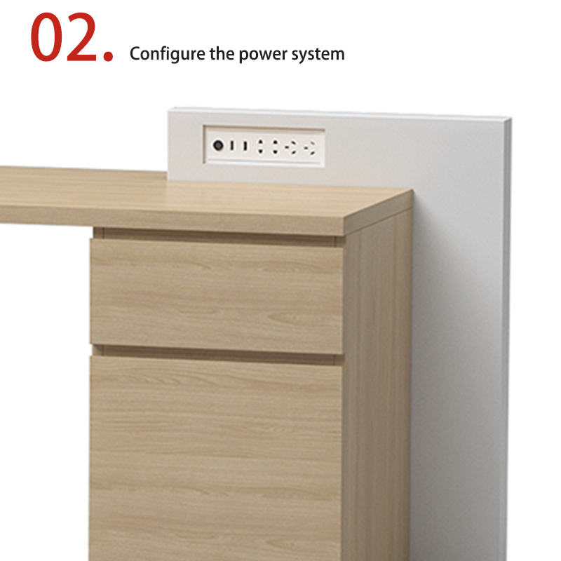New Custom Wooden Cabinet Table with Side Drawers for Single Occupancy, Office Desk Panel with Socket Workstation