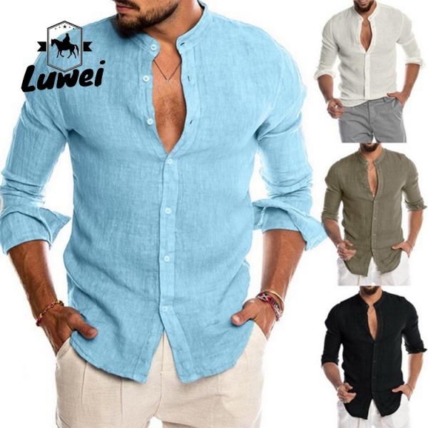 Casual Men Shirts Apparel Cotton Single Breasted Long Sleeve Print Shirts
