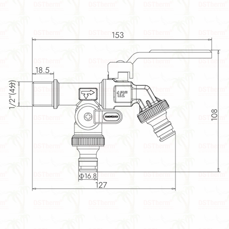 Unique Design Innovative Shape Double Outlet Faucet With Red Aluminum Handle 1/2"*3/4"*3/4"