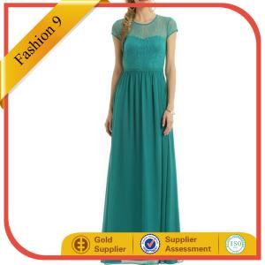 China Teal Chiffon Gown Floor length Evening Dress wholesale