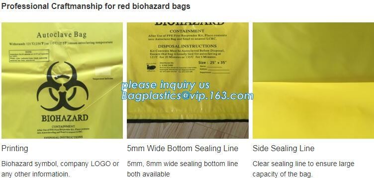 LDPE biohazard waste bin bags disposable medical autoclave bags, biohazard specimen bag plastic adhesive flat bag, bagea