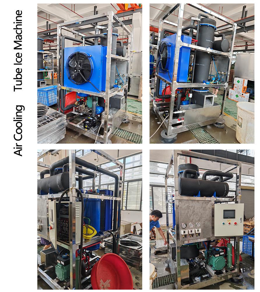 1320x1000x1660 mm Industrial Tube Ice Machine 1ton 1000kg for Business Compressor Power 4.5 kw