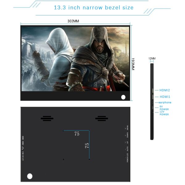 13.3 Inch USB Secondary Monitor HDMI 2K Portable Monitor For Ps4 Switch 2560x1600