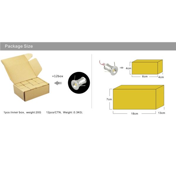 DC12V Waterproof IP65 recessed Mini LED light 1W Spotlight Ceilling light