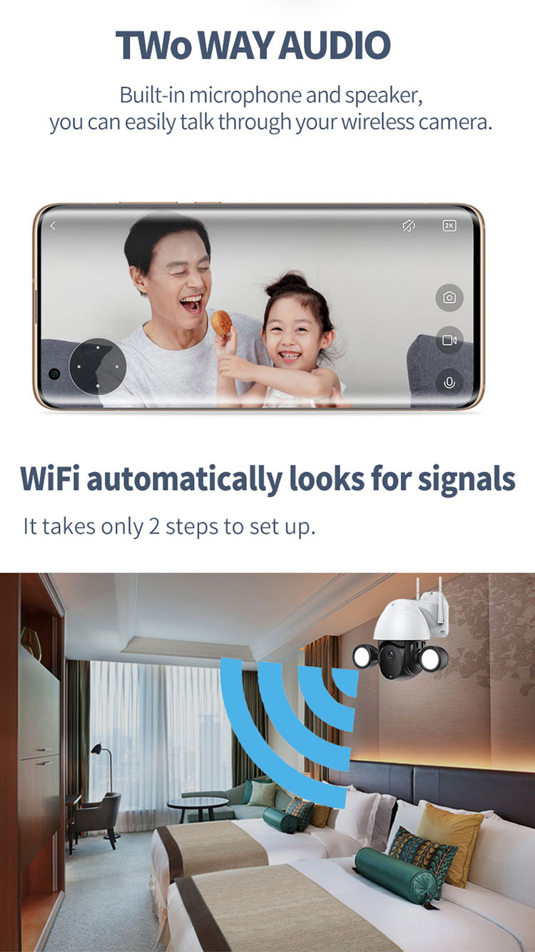 Night Vision Security Smart Home 3mp Wifi Ptz Camera Automatic Track Two Way Voice