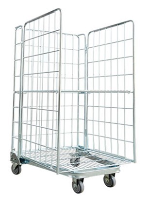 Three Side Powder Coated Warehouse Storage Racks Folding Pallet Logistic Trolley Foldable logistic trolley