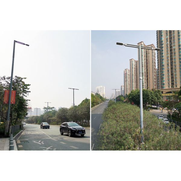 Square Light Pole Foundation Hot Rolled Steel Q235 7m-15m Height With Split Lamp Arm