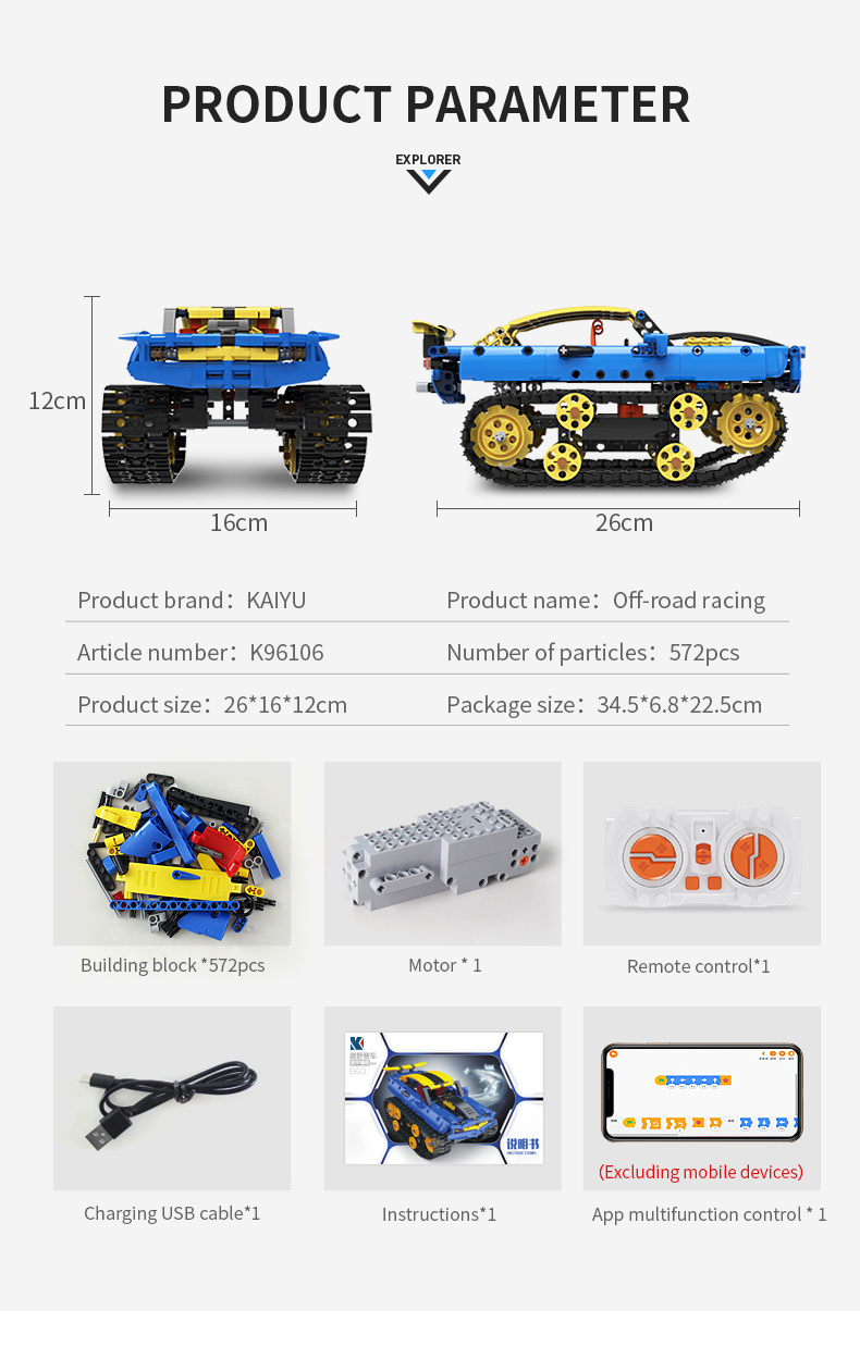 Unisex 2 in 1 Remote Control Racing Car DIY Building Kits for Kids Boys Girls 8-13 Years