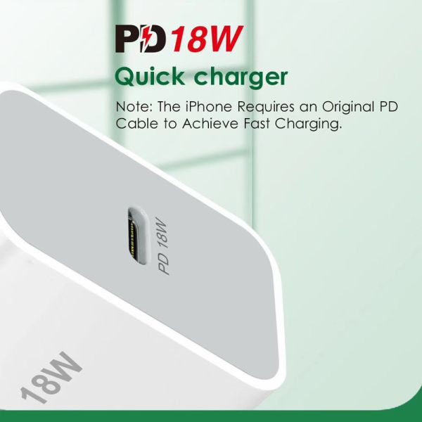 EU US Plug QC3.0 Quick Charger 18W With PE Material Data Cable